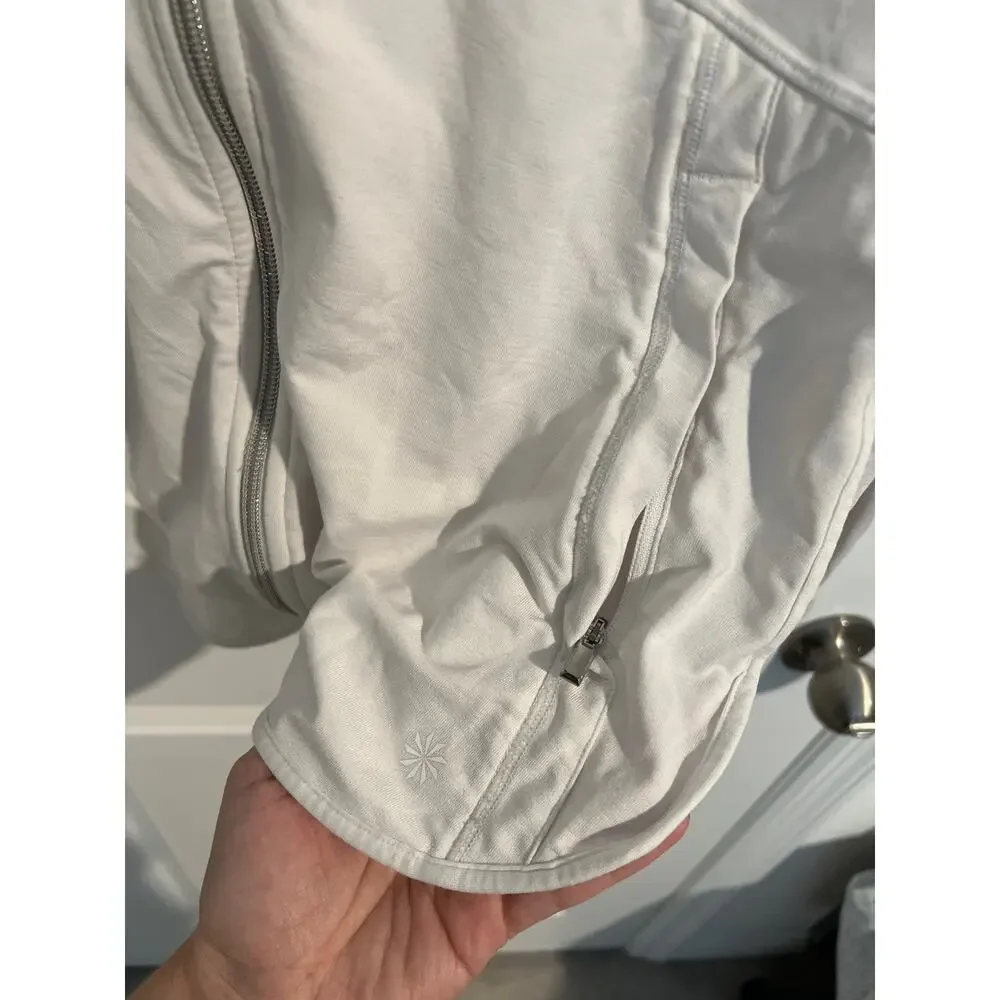 Athleta Women’s White Performance Zip-Up Jacket with Hood – Size Medium - Picture 2 of 7